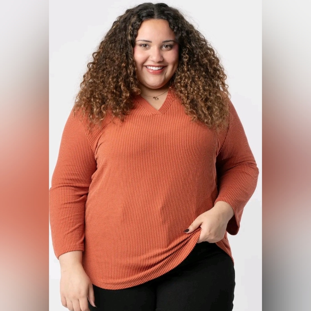 3/4 Sleeve V-neck Tunic